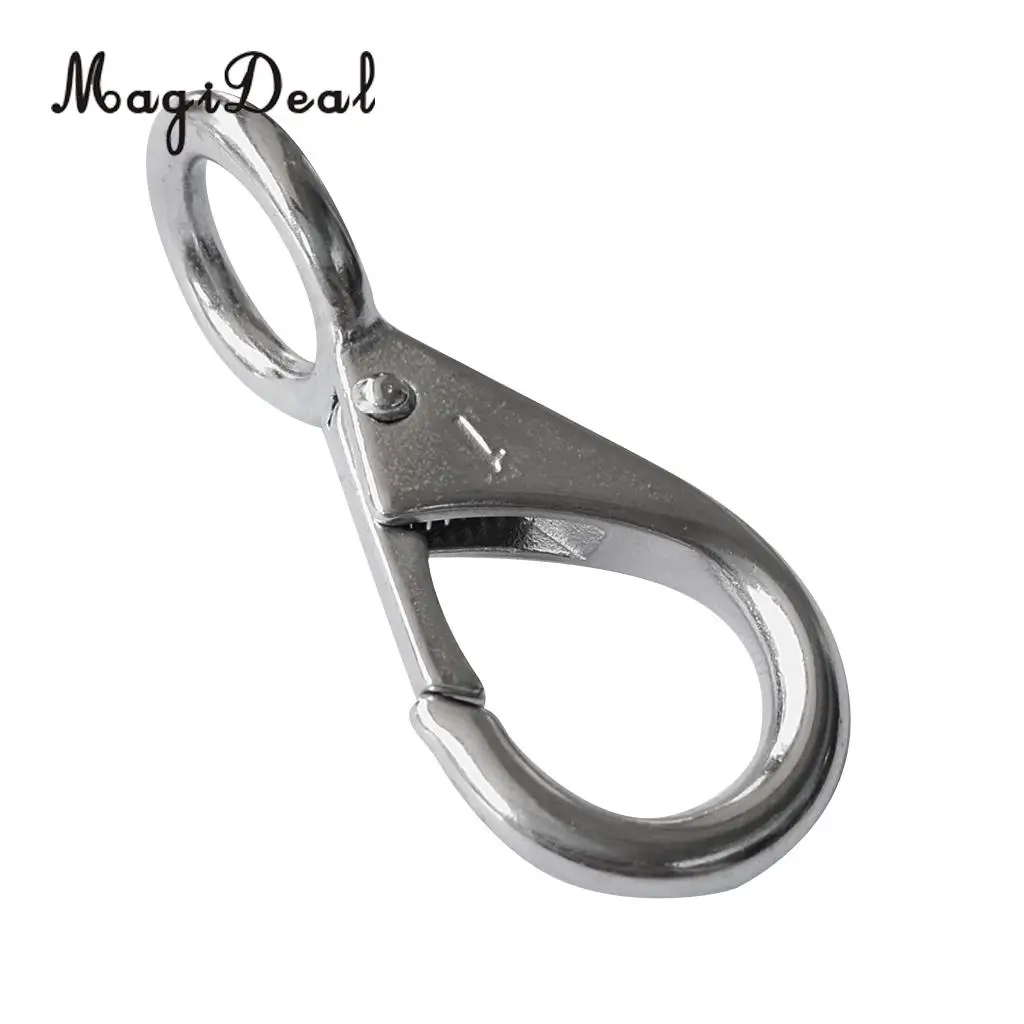 MagiDeal 316 Stainless Steel Rigid Loaded Fixed Eye Boat Spring Clip Snap Hook Carabiner Marine Applications for Boats Sailing