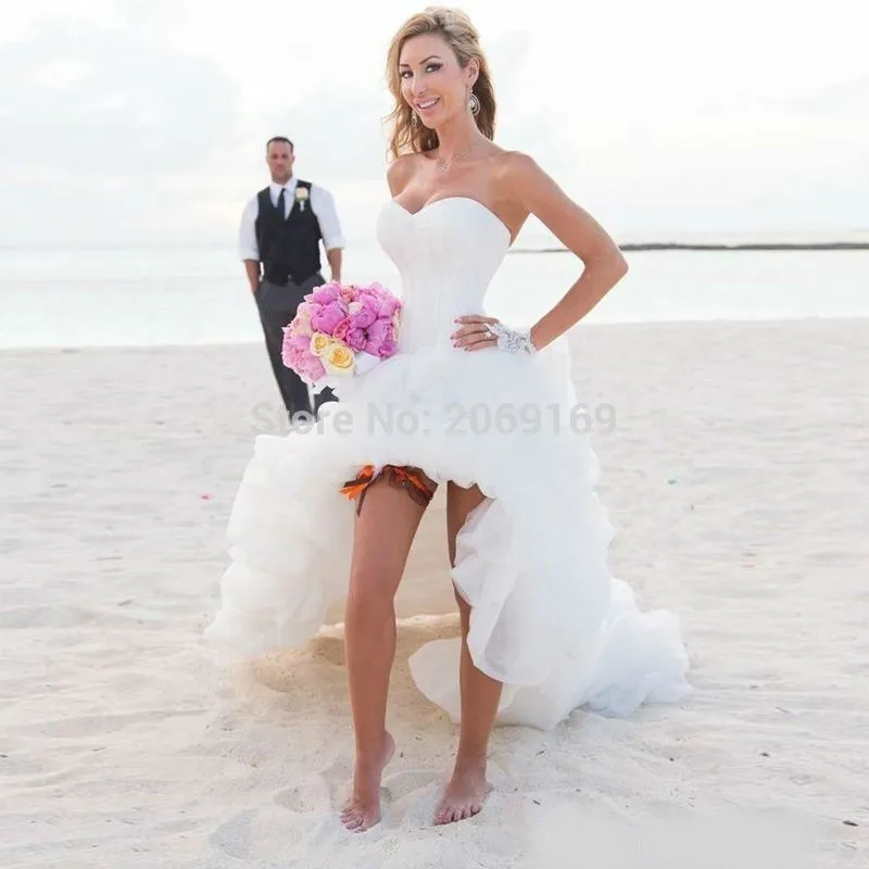 New-Arrival-2016-Beach-Wedding-Dress-Sweetheart-High-low-Lace-up-Back-Ruffles-Short-Front-Long(1)