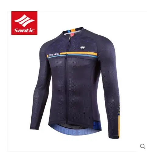 Santic мужские майки с длинными рукавами для велоспорта Pro Fit Road Bike MTB Top Jersey весна лето дышащая одежда для езды на велосипеде - Цвет: Слоновая кость