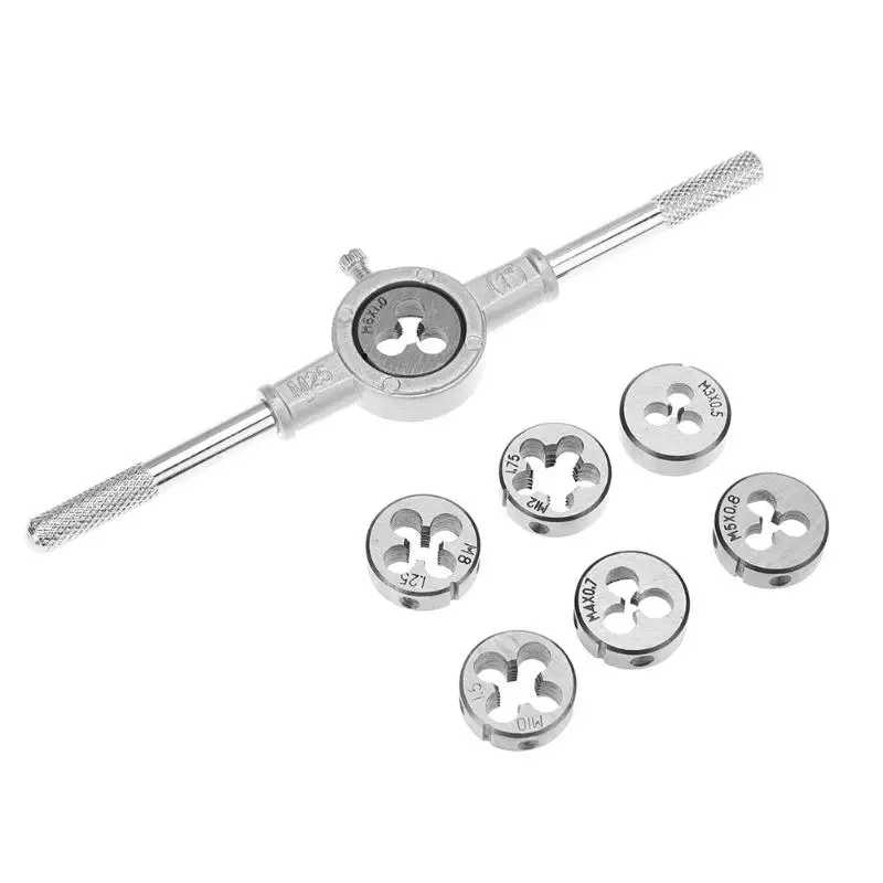 

8pcs Metric Hss Circular Die Set With Wrench M3 M4 M5 M6 M8 M10 M12 Screw Thread Plugs Taps Manual Metalworking Hand Tool Sets