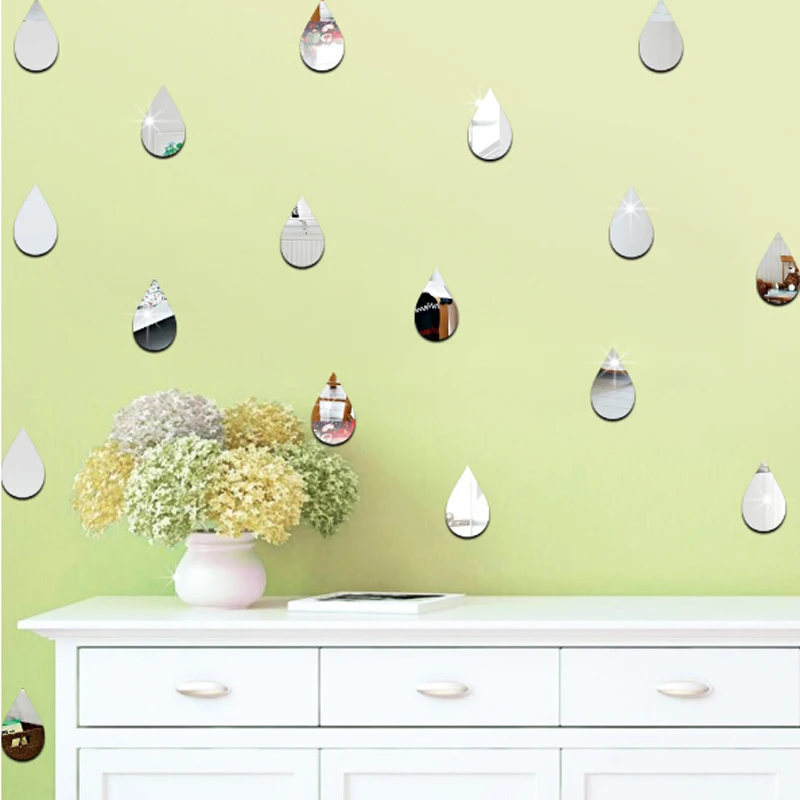 Removable Mirror Wall Stickers Kids Room Decorative 3D Hot DIY Cartoon Raindrops 22Pcs/set | Дом и сад