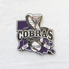 Новейшие мягкие эмалированные значки бейсбольные значки 40 мм Кобра для животных США торговые спортивные акции высокого качества без MOQ Быстрое изготовление