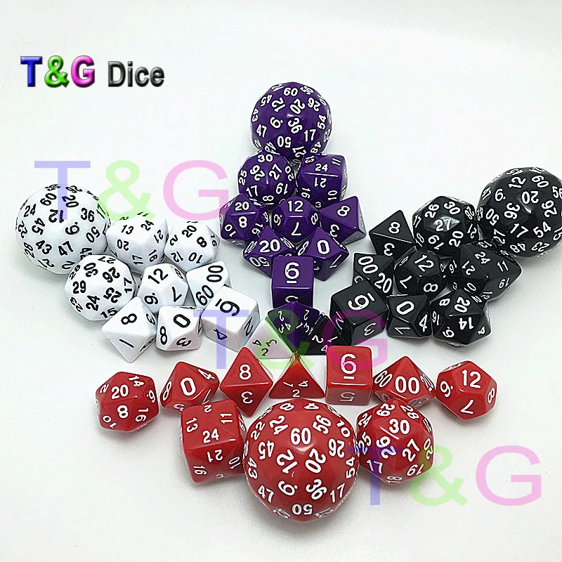 High Quality 10pc portable dice Black Digital Dice Set with Bag d4,d6