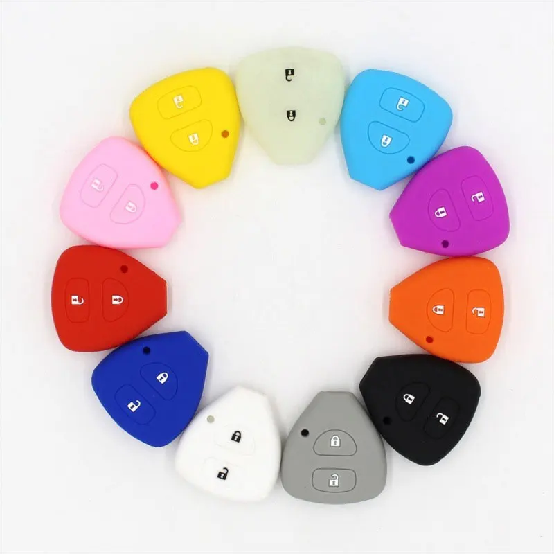 

2 Buttons Silicone Key Case Shell Cover For Corolla Hilux Vitz Rav4 Aqua Camry