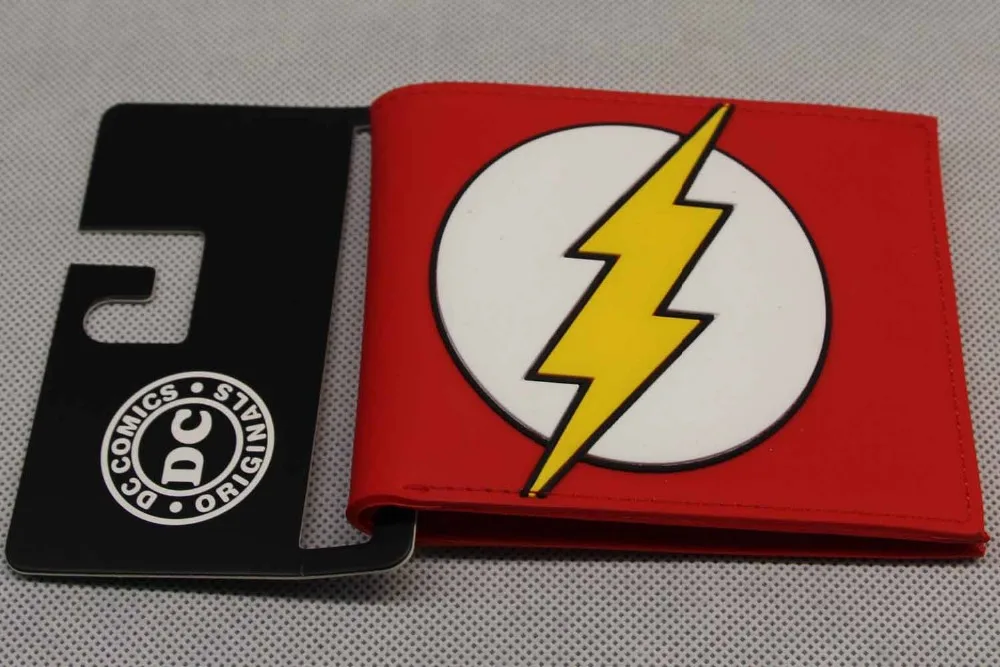 

New Superhero The Flash Red Bifold Wallet Cartoon PVC Short Purse Card Photo Holder Wallets 4.5*3.6 inch