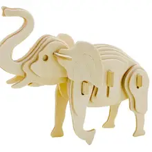 3D Деревянный пазл слон DIY животных Конструкторы для детей и взрослых