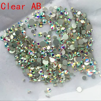 Mix Sizes 1000PCS/Pack Crystal Clear AB Non Hotfix Flatback Rhinestones Nail Rhinestones For Nails 3D Nail Art Decoration Gems mix sizes opal colors crystal glass non hotfix flatback rhinestones strass nail art nails accessoires nail art decoration