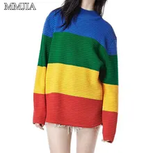 MuMuJia Oversize Casual Rainbow Sweater Women Knitted Pullovers 2018 Autumn Winter Harajuku Sweaters Mujer Jumpers Knitwear Tops MuMuJia Oversize Casual Rainbow Sweater Women Knitted Pullovers 2018 Autumn Winter Harajuku Sweaters Mujer Jumpers Knitwear Tops