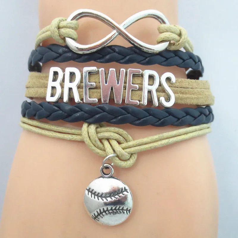 

Infinity BREWERS baseball Sports Team Bracelet Sports wish friendship Bracelets