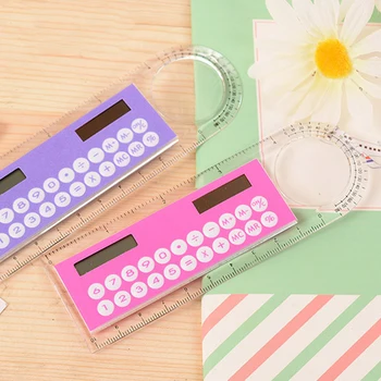 

NOYOKERE Solar Mini Calculator Magnifier Multifunction 10cm Ultra-thin Ruler Calculadora Office Supplies Random Color