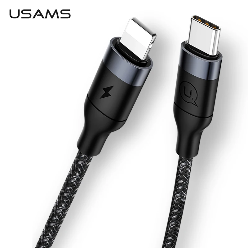 

USAMS USB C Cable to iPhone Cable for iPhone X XS XR 18W PD Fast Charging USB Type C Cable Charge Data Wire for Macbook USB Cord