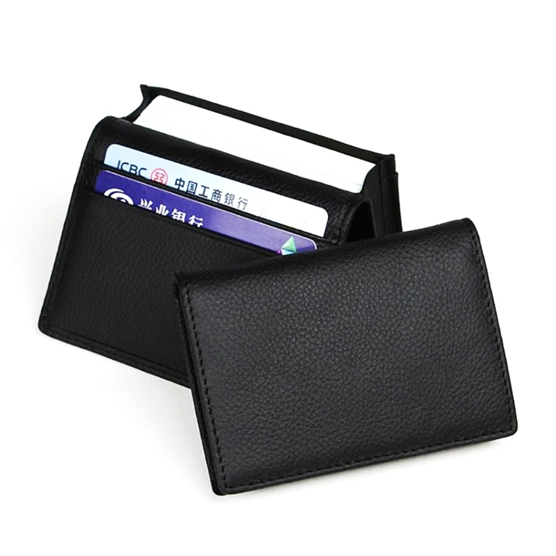THINKTHENDO, новинка, мужской черный кожаный держатель для кредитных карт, ID, визиток, кошелек, чехол, расширяемый, черный кожаный держатель для карт