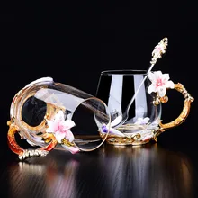 Королевский суд Лилия эмаль цвет Ароматизированный Чай Хрустальный цветок сосуд чайная чашка оригинальность для влюбленных леди чашка подарок на день рождения коробка