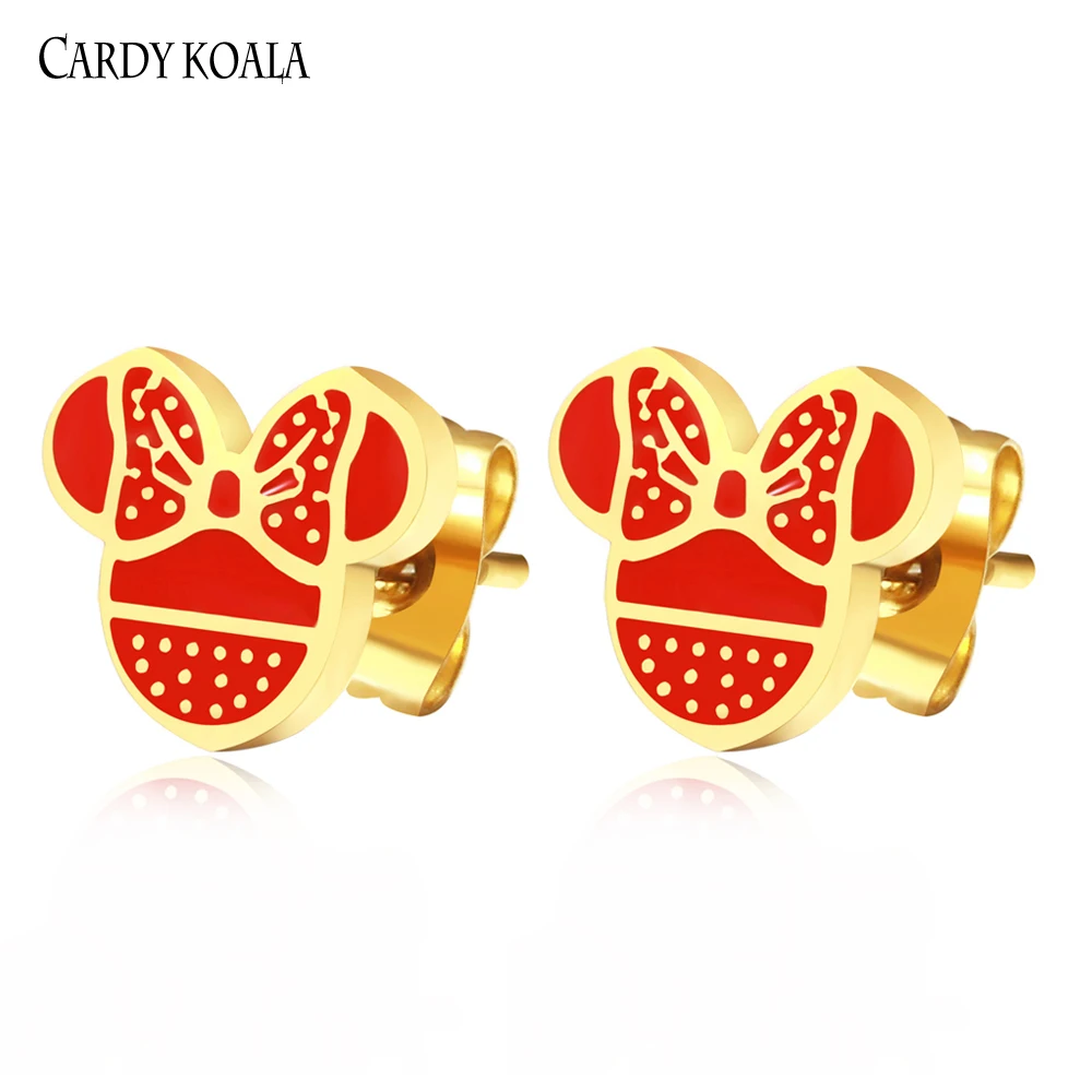

Cardy Koala Women Girls Classic Mickey Earrings Vacuum Gold/Silver Fashion Jewelry Stainless Steel Stud Earrings
