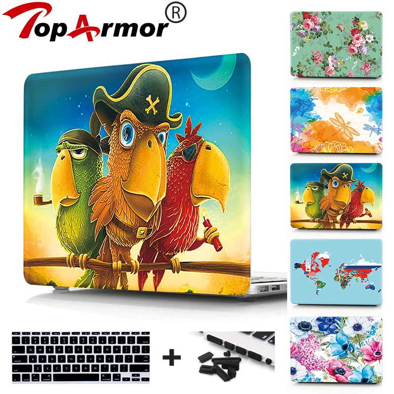 Colorful Parrot Hard case For Apple macbook Air 11 Pro Retina 12 13 15 laptop bag cover For Macbook air 13 case