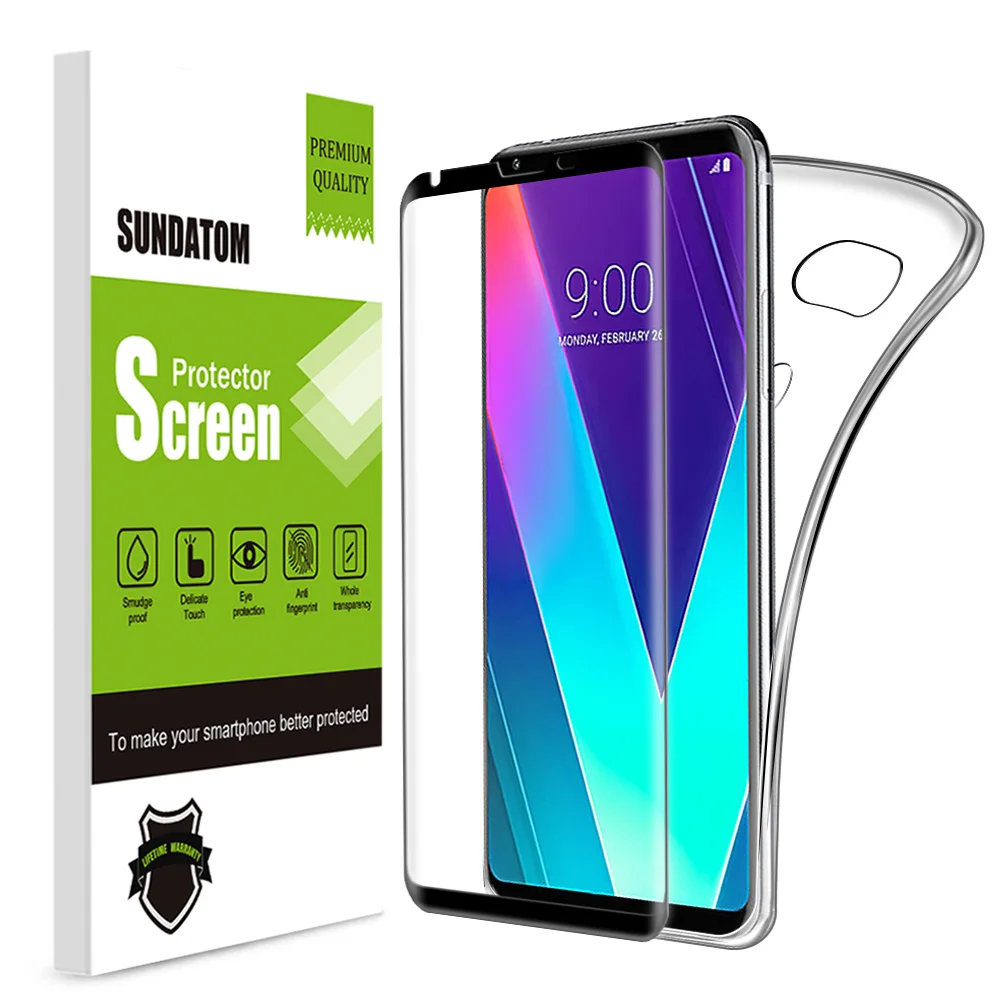 V30 V30s ThinQ Tempered Glass with Phone Case Screen Protector For LG V30 Plus Full Cover 3D HD Clear Anti-scratch Protective