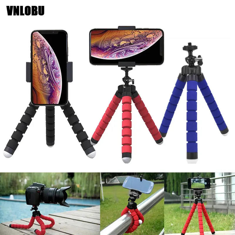 

Tripod Phone Stand Flexible Sponge Octopus Phone Holder for iphone Samsung Huawei Smartphone Camera Clip Holder Portable Monopod
