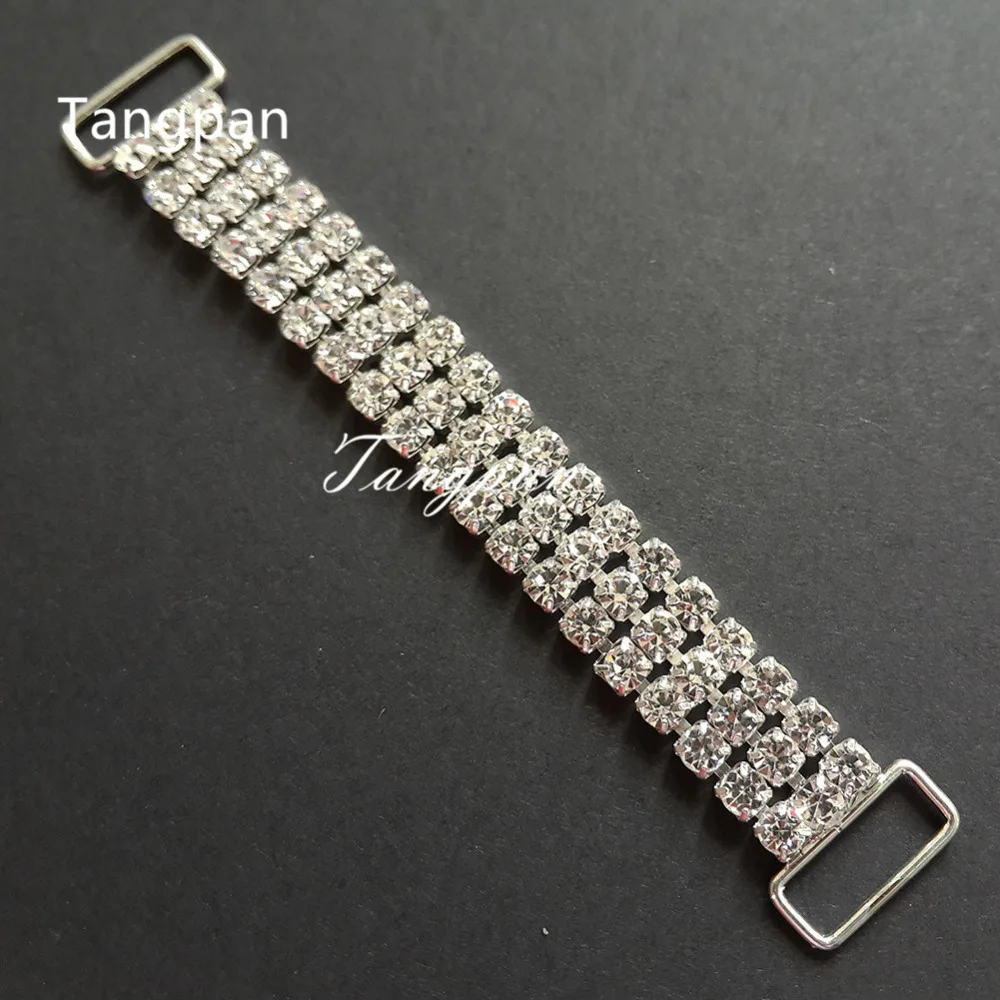 

Tangpan 2pcs Diamond Crystal Rhinestone Bikini Connectors Bag Buckle Shoes Chain Swimwear Swimsuit Thongs Connector