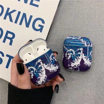 

Sea wave Marble hard case for Apple Airpods case protective cover Bluetooth Wireless Earphone Case Charging Box case bags