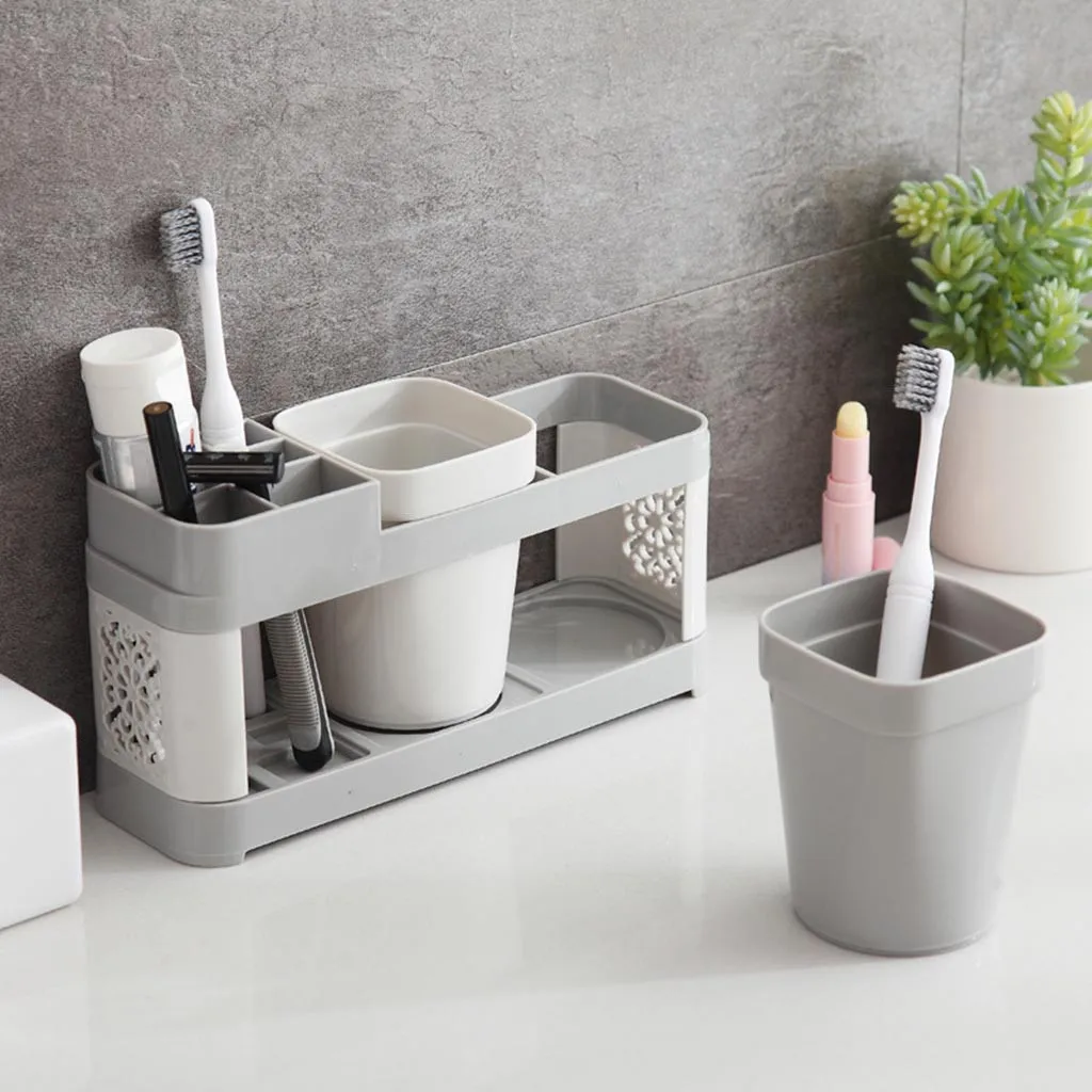 

storage rack for toilet plastic kitchen storage rackToothbrush Holder Stand Plastic Cup Set Shelf Bathroom Storage Rack W509