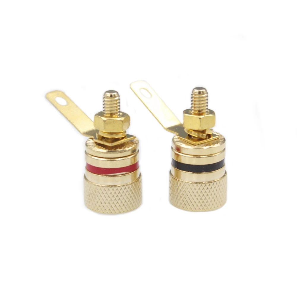 

1Pair Mini Gold Plated Brass Audio Speaker Binding Post Banana Plug Connector For HIFI AUDIO DIY Panel Mount