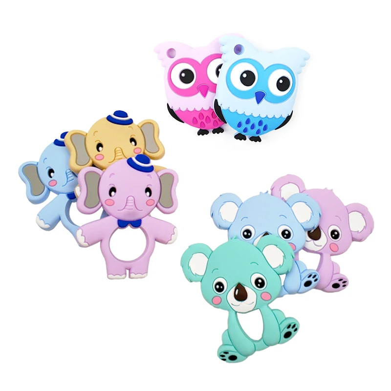 

Food Grade Silicone Teethers DIY Animal Koala Baby Ring Teether Infant Baby Silicone Chew Charms Kids Teething Gift Toddler Toys