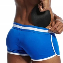 LANVIBUM Для мужчин мягкие трусы-боксеры с изображением Для мужчин нижнее белье Анальная пробка и спереди съемными чашечками бюстгальтер пуш-ап усиление выпуклости Для мужчин нижнее белье с подкладками S06BO