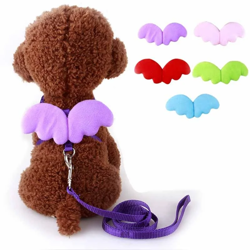 

Cute Angel Pet Dog Leashes Collars Set Puppy Leads for Small Dogs Cats Designer Wing Adjustable Dog Harness Rope Pet Accessories