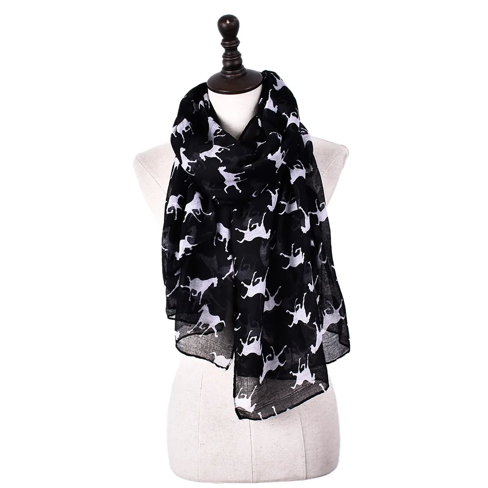 

2019 New Women Ladies Scarves Animal Horse Print Pattern Lace Long Fashion Female Winter Scarf Warm Wrap Shawl High Quality