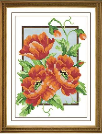 

Blooming Poppies flowers 14ct counted cross-stitch kits for embroidery floral wedding decoration small pictures white pattern