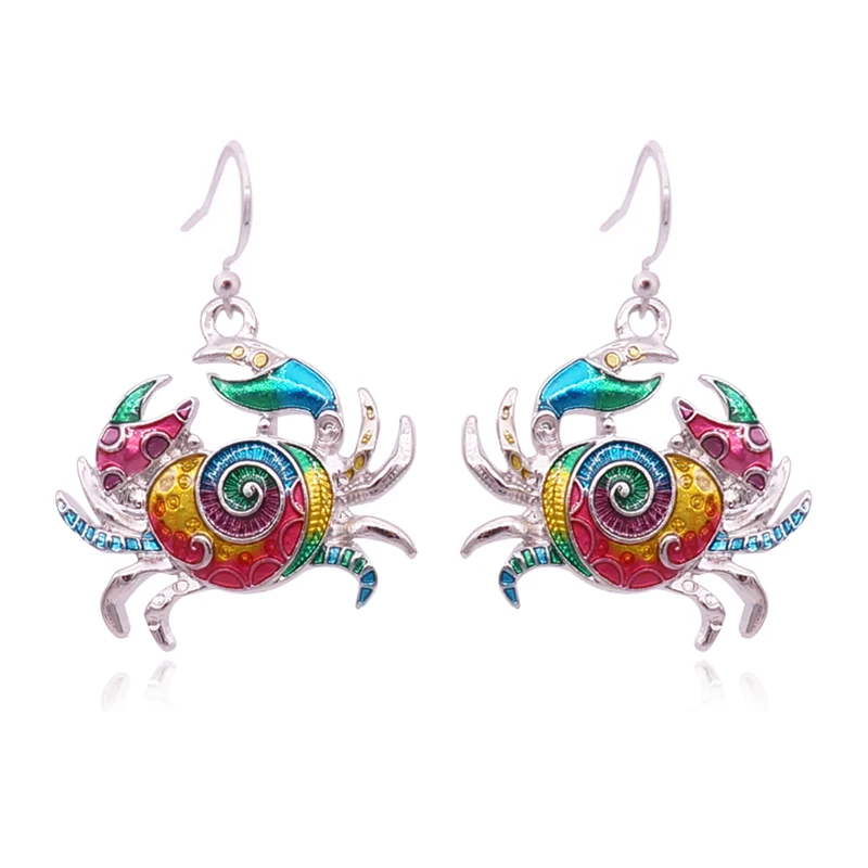 

Colorful Enamel Crab Earrings For Women Vintage Bohemian Dangle Earrings Brincos 2017 Fashion Animal Jewelry
