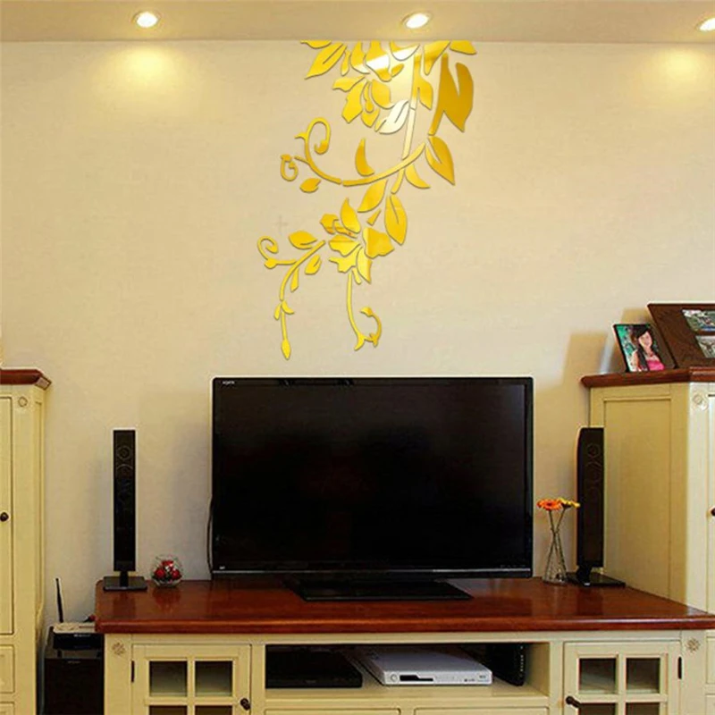 Removable 3D Mirror Flower Art Wall Sticker Acrylic Mural Decal - Foto 9