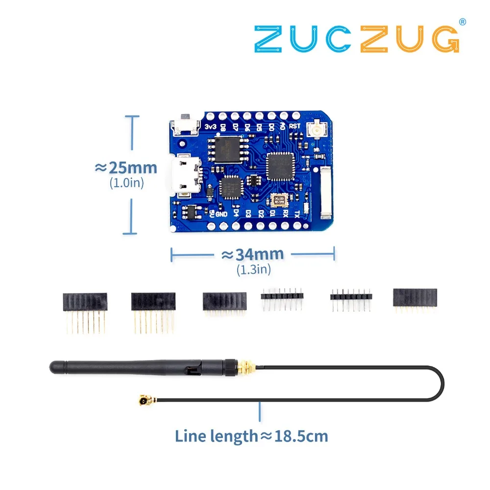 

WEMOS D1 Mini Pro 16M Bytes External Antenna Connector NodeMCU Based ESP8266 ESP-8266EX CP2104 WIFI Development Board Micro USB