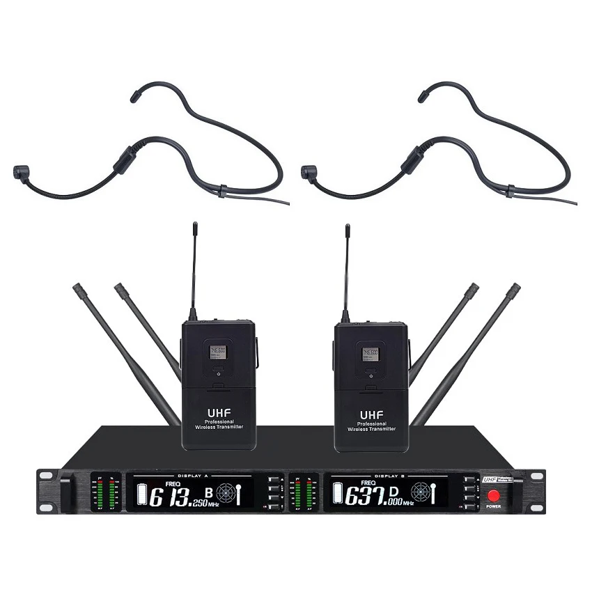 Bolymic Профессиональная UHF двухканальная Разнообразие беспроводной гарнитуры