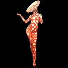 Женский сексуальный танцевальный сценический костюм DJ Gogo, комбинезон с 3D принтом в белый горошек, цельное боди на Хэллоуин, одежда для Рейв, фестиваля