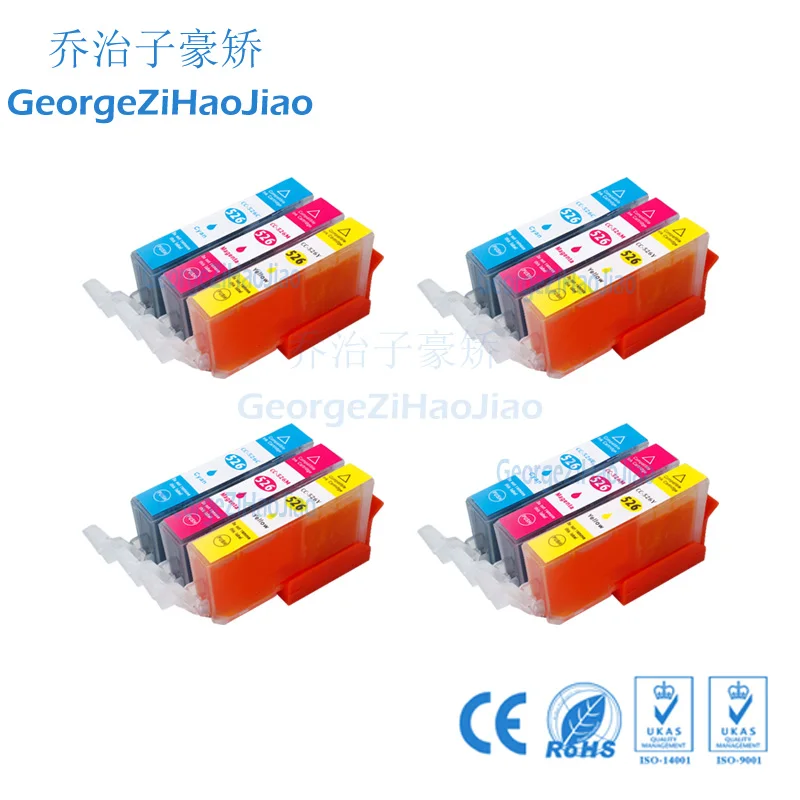 525XL 12 шт. CMY совместимый чернильный картридж PGI525 для canon iP4850 iX6250 MX715 MG5150 MG6250 MG5200 MX885