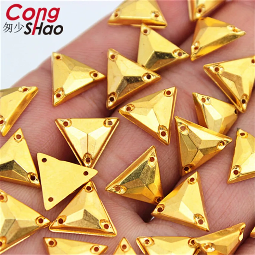 

New 100Pcs 11mm Gold Color stones and crystals Acrylic rhinestone trim flatback sewing 3 Hole For DIY Wedding Dress 8Y78B