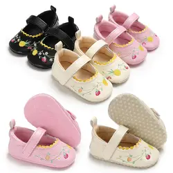 Милая обувь принцессы с вышивкой для маленьких девочек, нескользящая Мягкая подошва, обувь для кроватки, обувь для малышей, обувь для