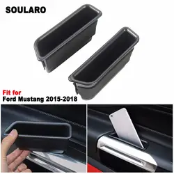 SOULARO 2 шт. передней двери коробка для хранения автомобиля салонные аксессуары Ford Mustang 2015 2016 2018 2017 стайлинга автомобилей черный пара