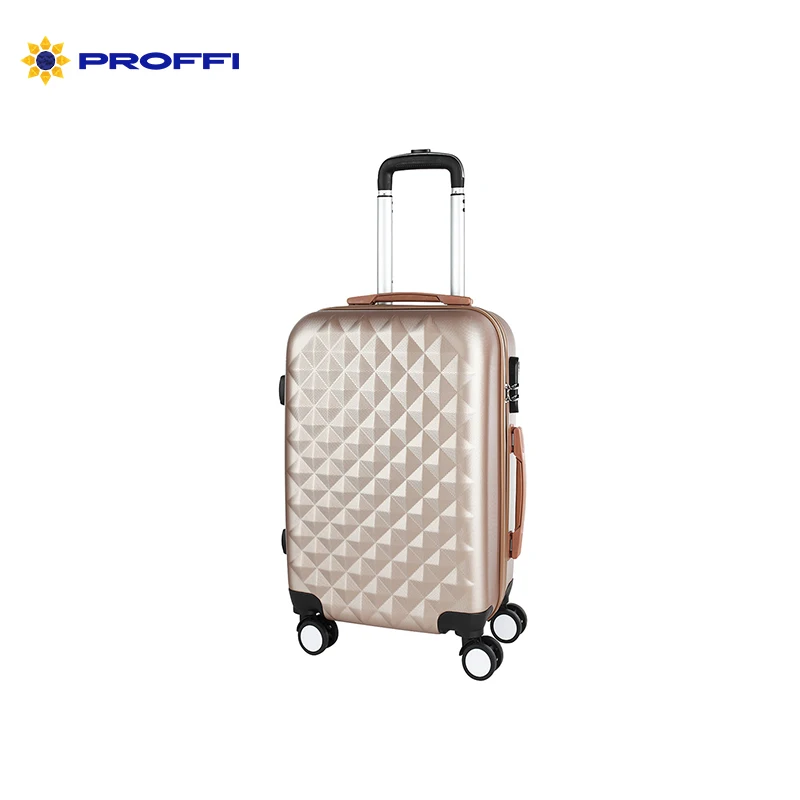 Stylish beige PROFFI TRAVEL PH8368beige, M, medium plastic with retractable handle with combination lock
