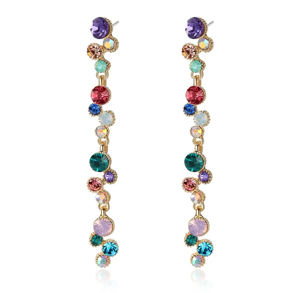 

New Girls Dangle Earrings Alloy Metal Lady Earrings Vintage Bohemia Round Crystal Bijoux Femme Free Shipping A365