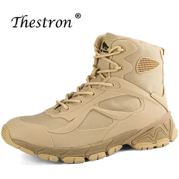 

Thestron Man Hiking Shoes Size 40-45 Mens Tactical Boots Autumn Winter Trekking Boot Men Military Black Sand Color Mountain Shoe