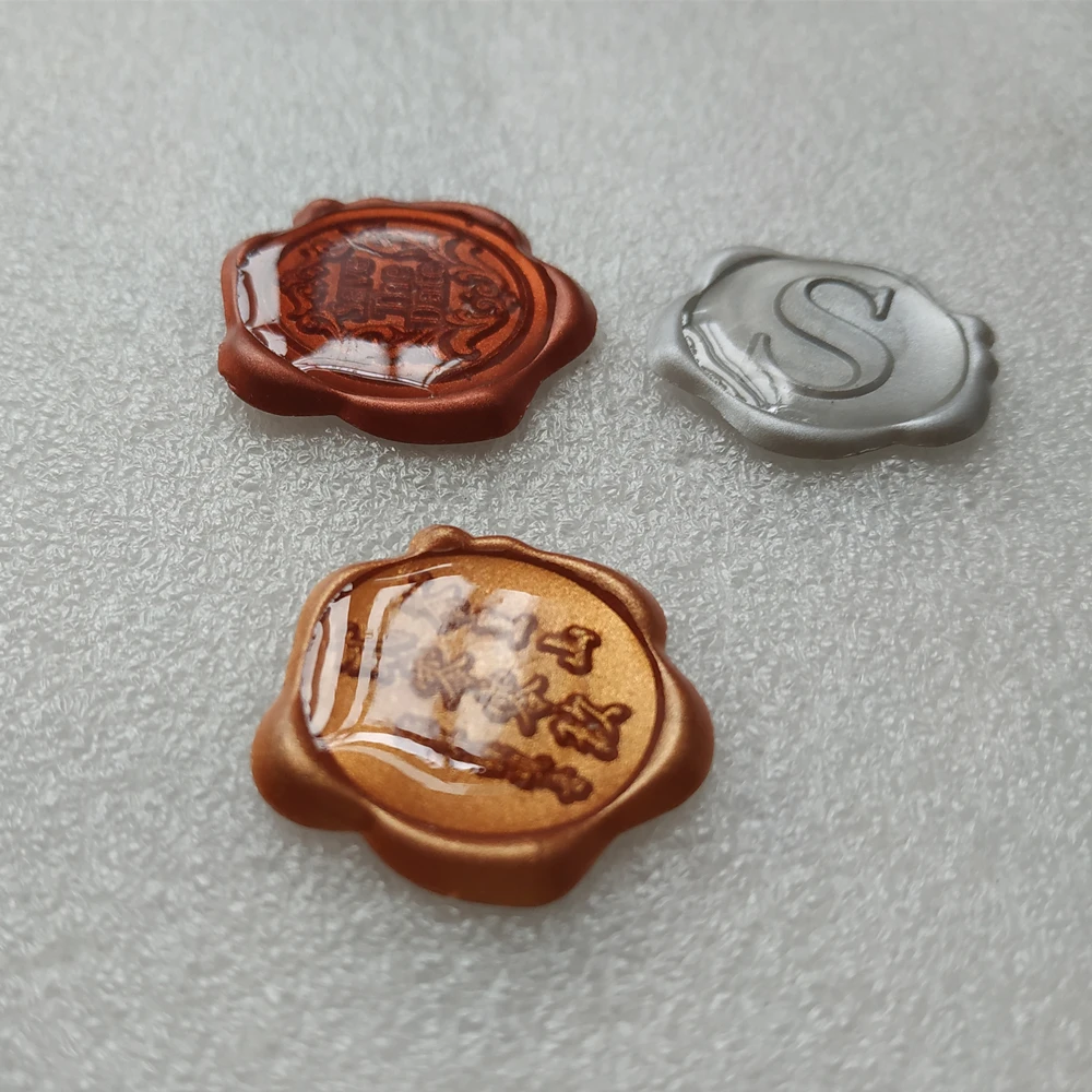 

Gift packaging and wedding invitation self adhesive wax seal stickers custom logo new type