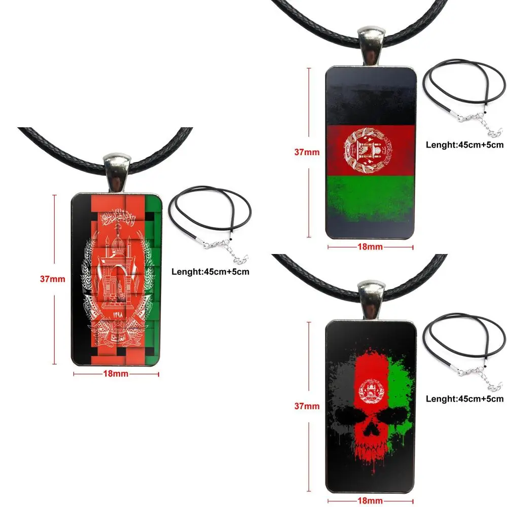 

Afghan Afghanistan Af Flag Banner For Women Choker Necklace Fashion Long Chain With Rectangle Necklace Jewelry