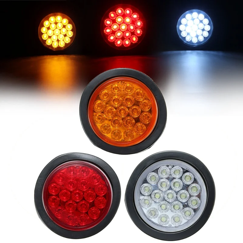 

Red Yellow White 19 LED Car Round Tail Lights Turn Signal Light ATV LED Reflectors Truck Side Mark Indicator Warning Lights