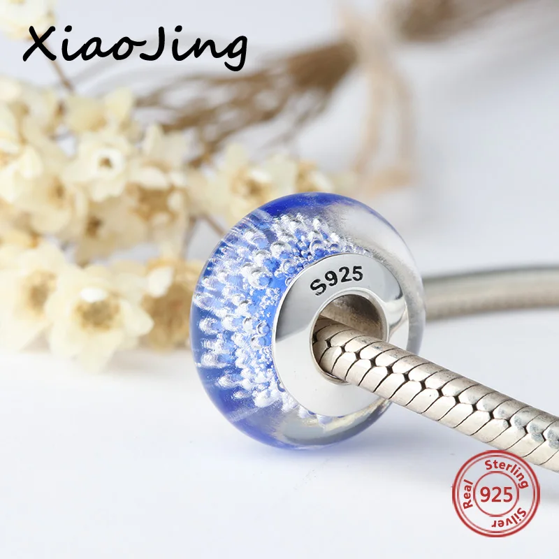 

New 925 silver beads sparkling Murano glass diy charms fit authentic European bracelet fashion jewelry accessory gift supply