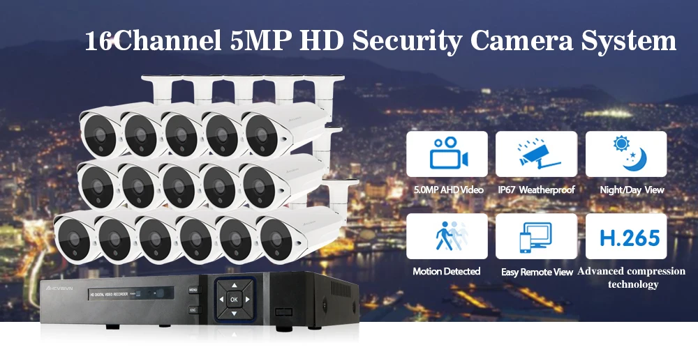 2018 Новый 16CH 4.0MP AHD DVR CCTV системы 4MP ИК Ночное Видение Крытый Открытый камера охранных товары теле и видеонаблюдения комплект 2 ТБ HDD