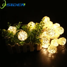 OSIDEN Rattan Ball5M 20 LED EU US Warm White LED String Lighting Holiday Christmas Wedding Party