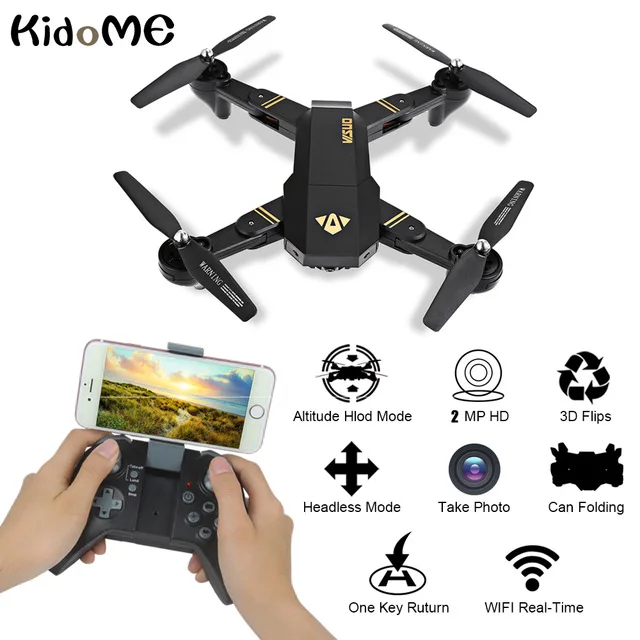 

RC Helicopter XS809W Mini Foldable Drone with 2.0MP Camera HD RTF RC Selfie Drone Wifi FPV Altitude Hold Mode With Extra battery