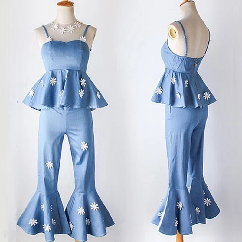 2017 Summer Embroideried Sets Women's Two Piece Clothing Sets Bandage